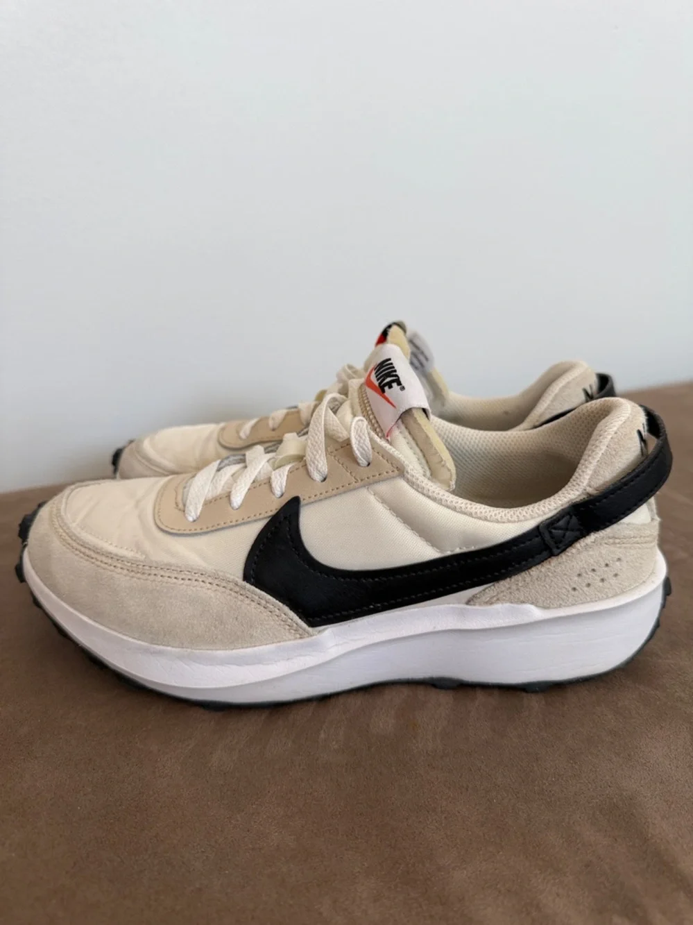 Nike Women's Beige and Black Retro Runner Sneakers - Picture 2 of 4